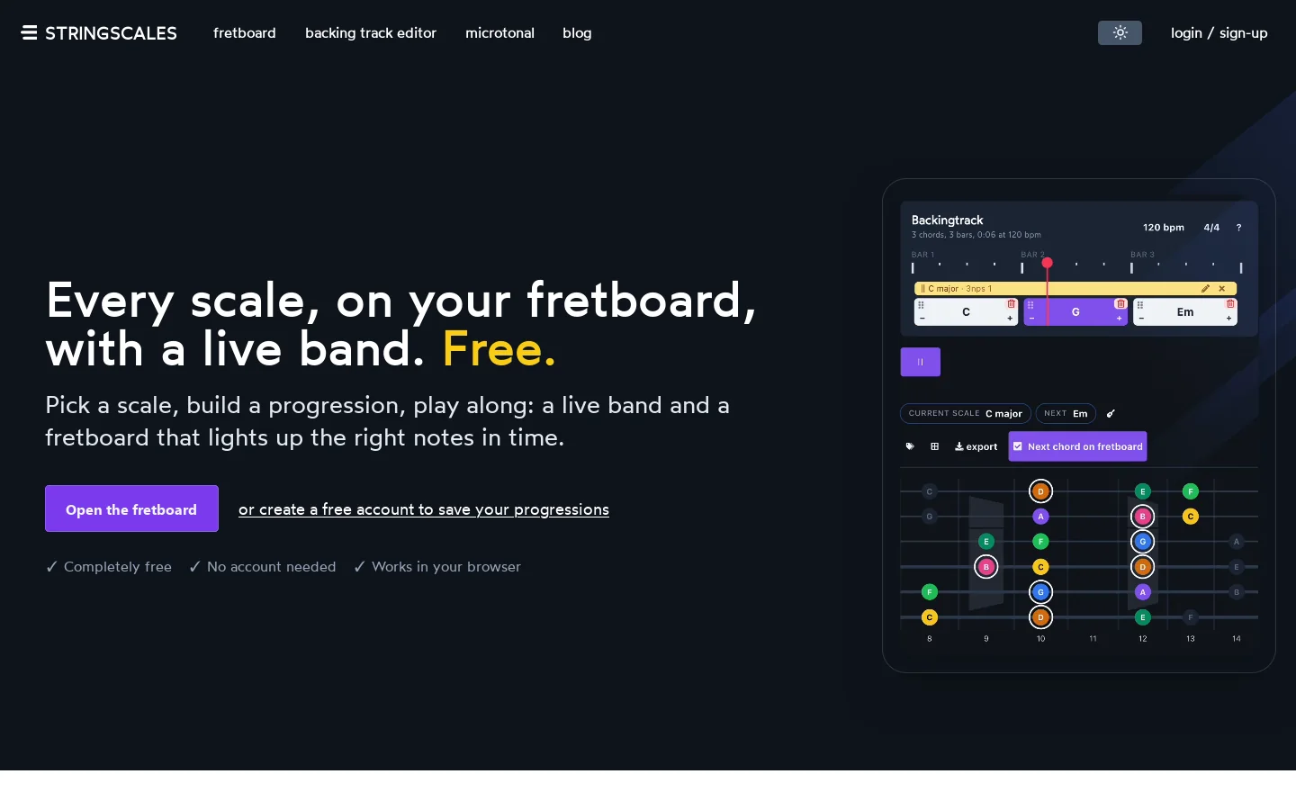 StringScales Homepage screenshot