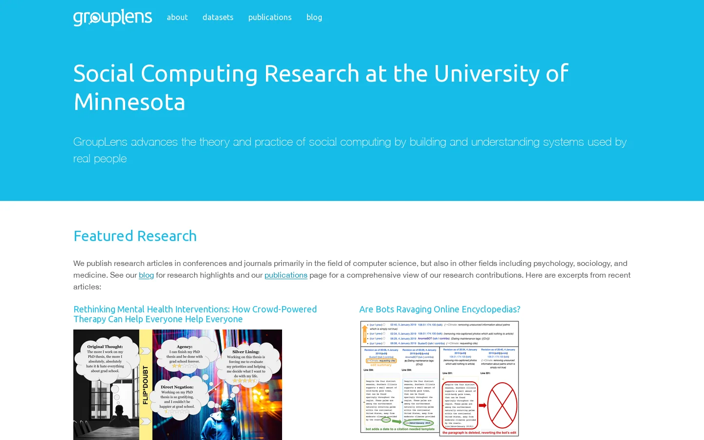 GroupLens Homepage screenshot