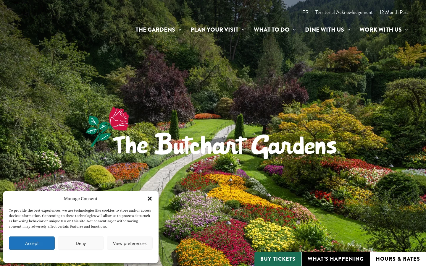 The Butchart Gardens Homepage screenshot
