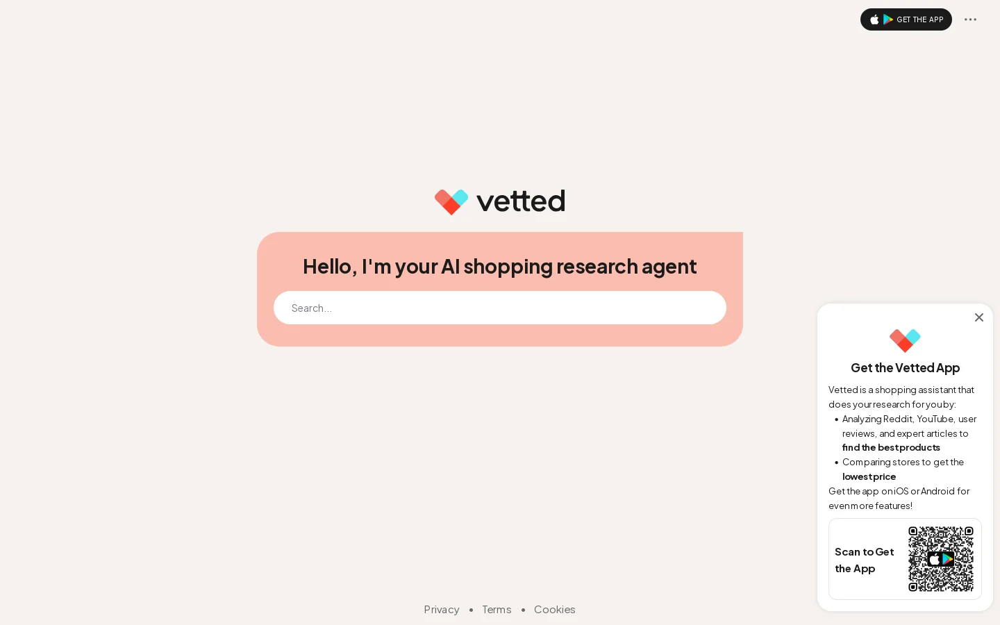 Vetted Homepage screenshot