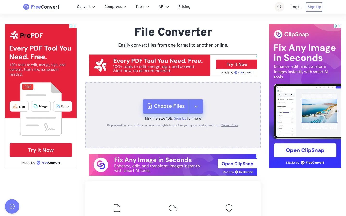 FreeConvert.com Homepage screenshot