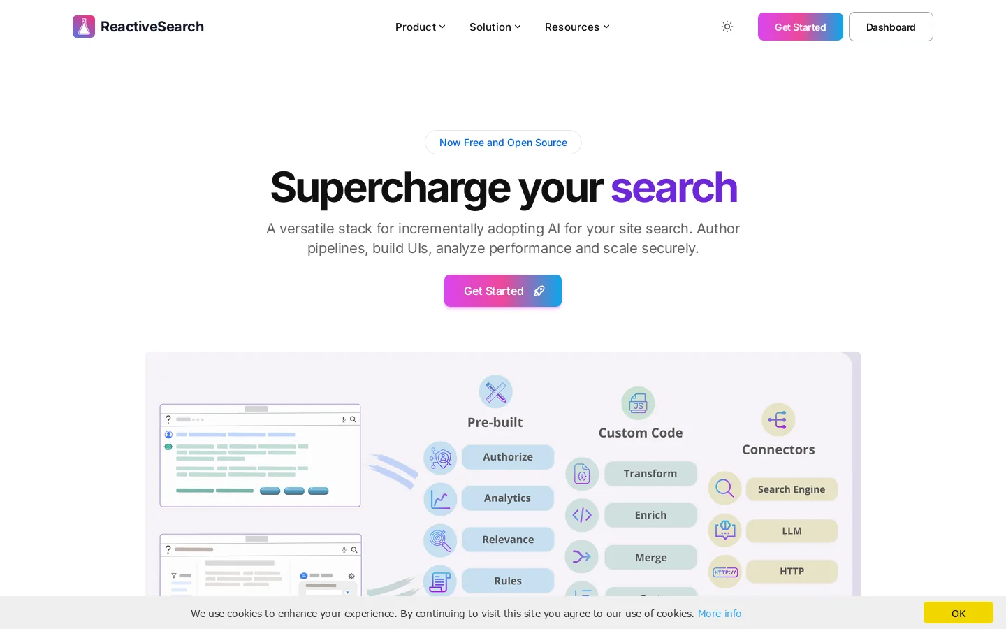 ReactiveSearch Homepage screenshot