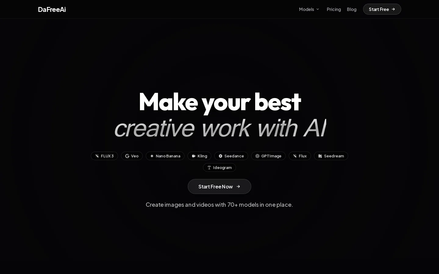 DaFreeAi Homepage screenshot