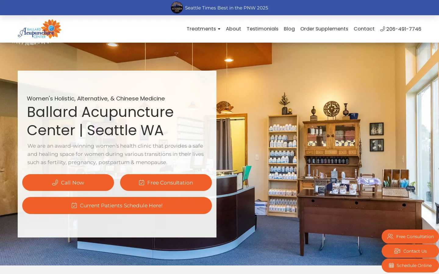 Ballard Acupuncture Center - Seattle Women's Holistic Alternative Chinese Medicine Homepage screenshot