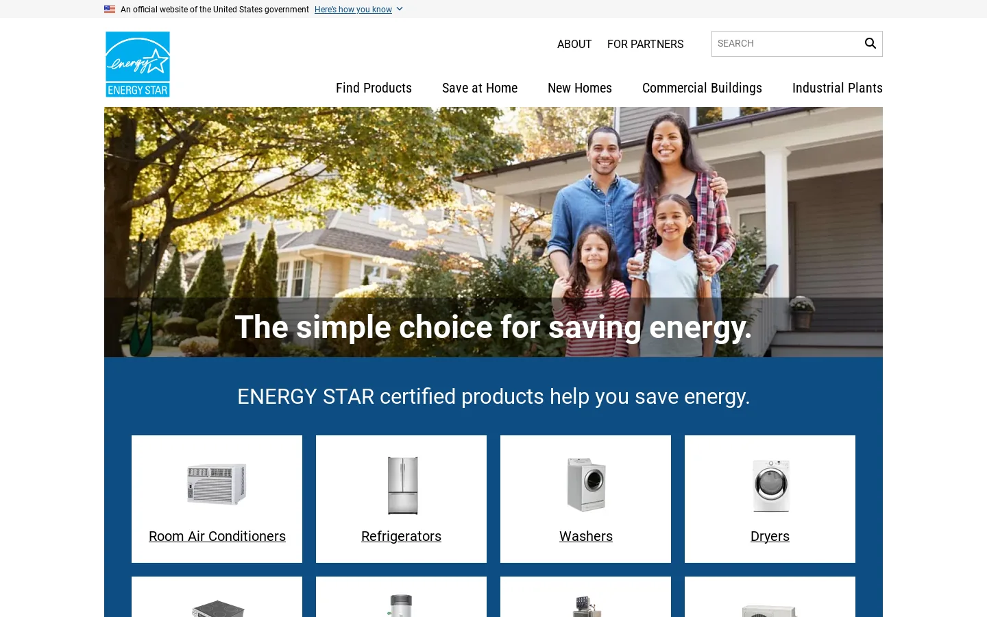 ENERGY STAR Homepage screenshot