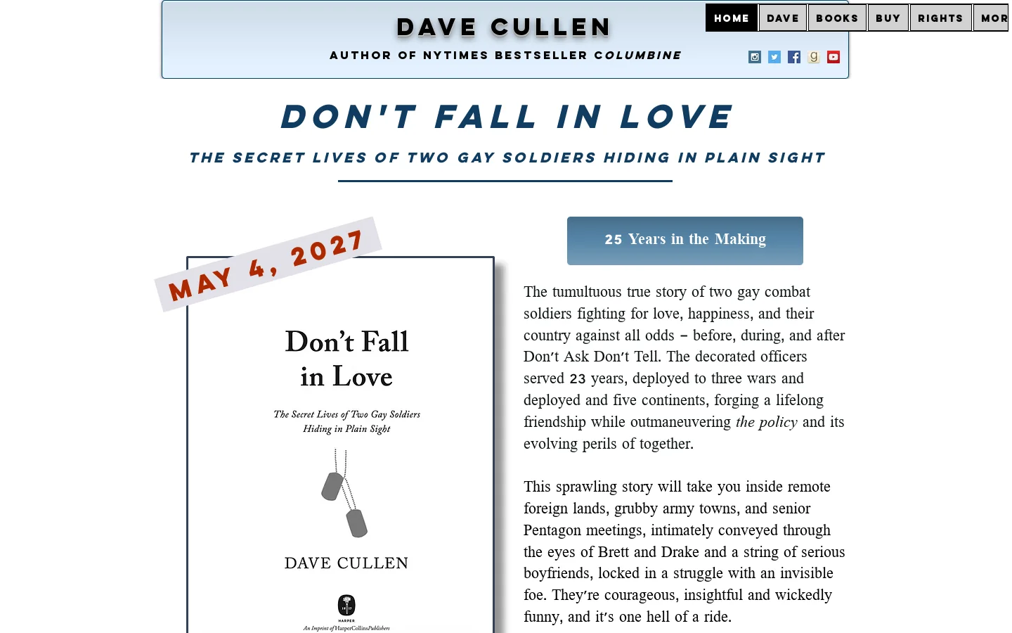 Dave Cullen, author Homepage screenshot