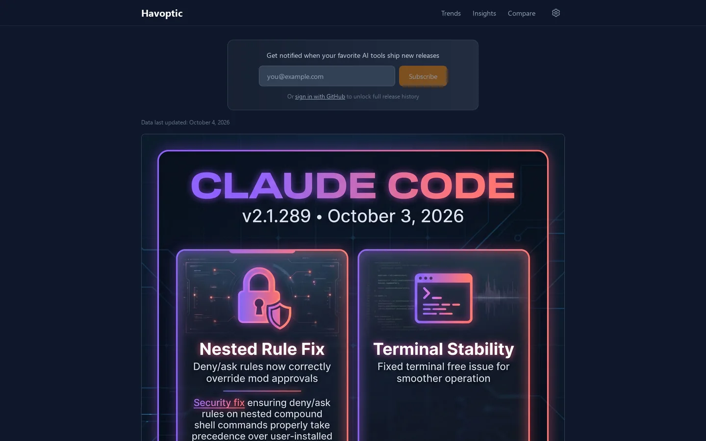 Havoptic Homepage screenshot