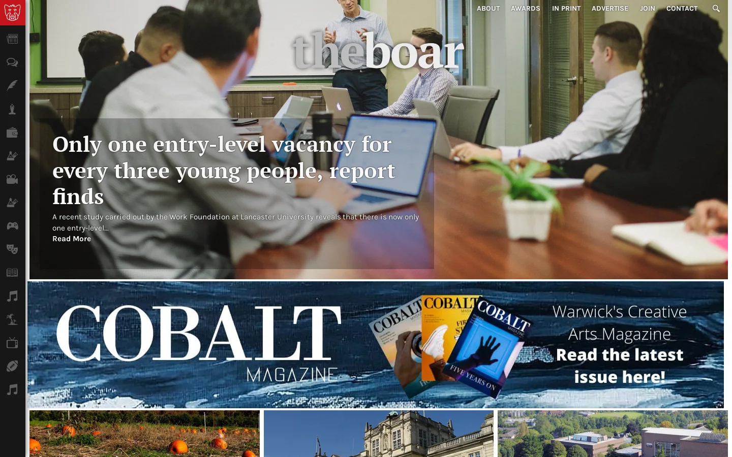 The Boar Homepage screenshot