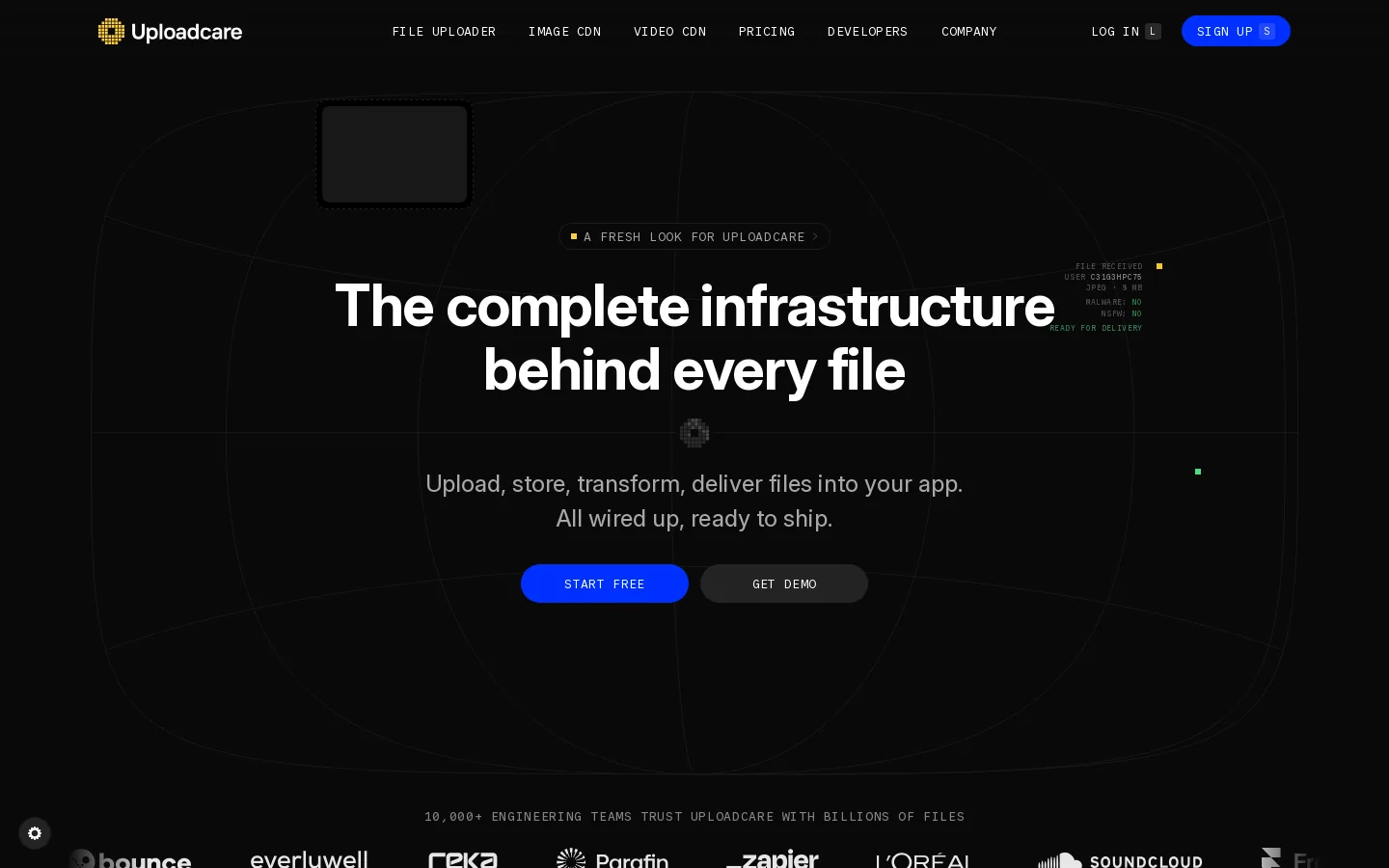 Uploadcare Homepage screenshot