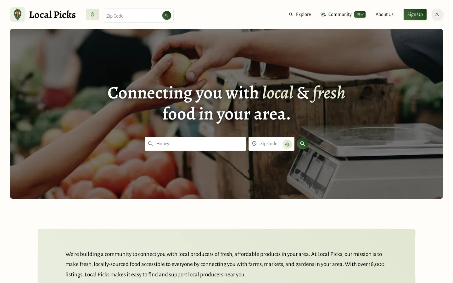 Local Picks Homepage screenshot