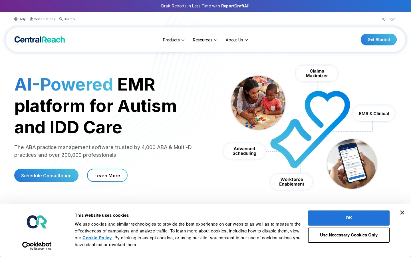 Best ABA and Multidisciplinary Software Solution for Autism & IDD Care Homepage screenshot