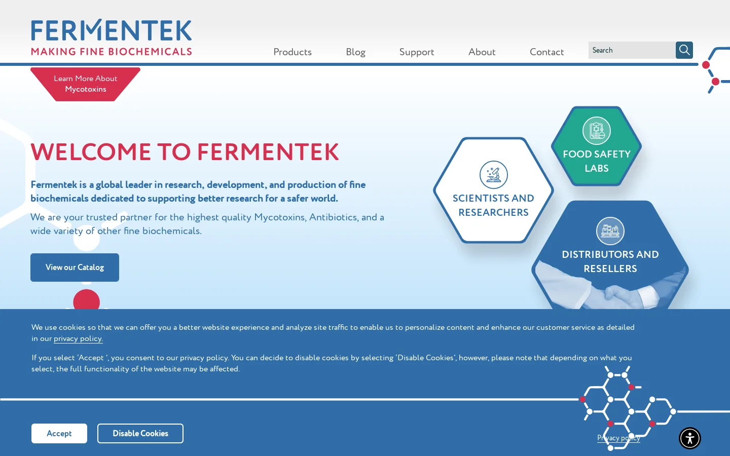 Fermentek Homepage screenshot