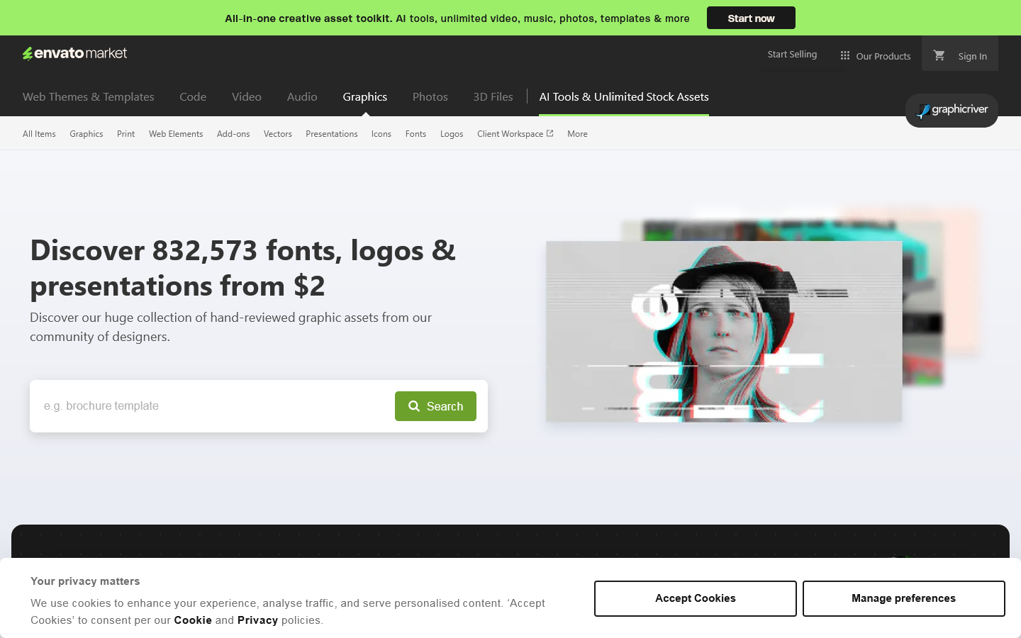 GraphicRiver Homepage screenshot