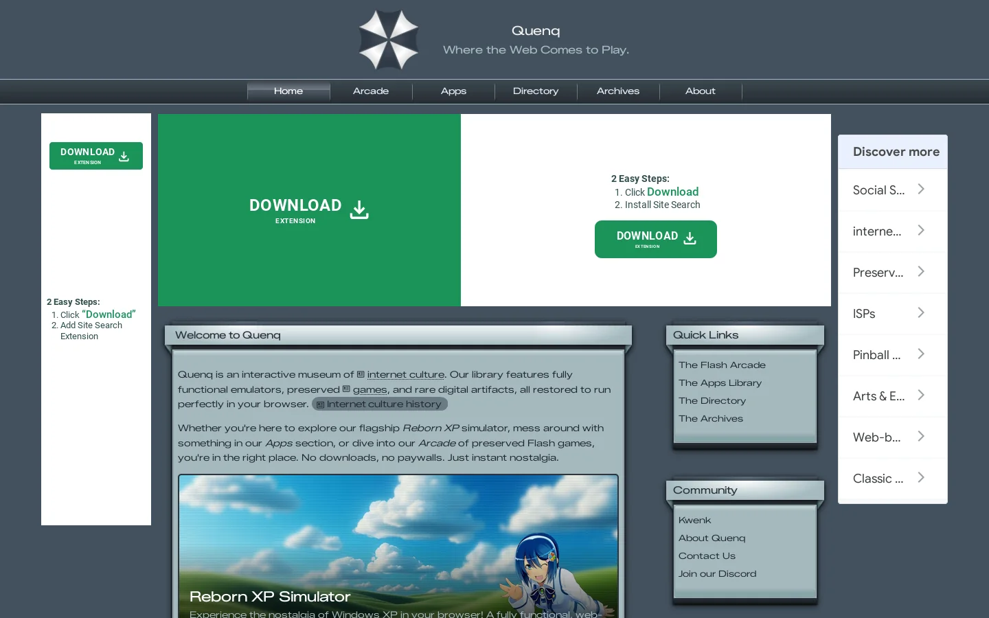 Quenq Homepage screenshot