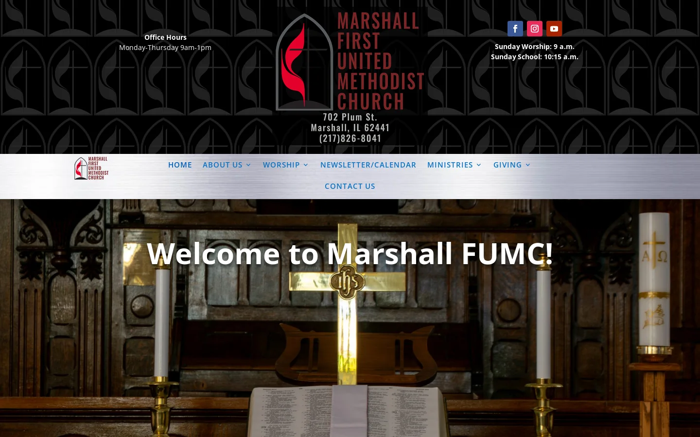Marshall First United Methodist Church | 702 Plum Street Marshall, IL 62441 Homepage screenshot