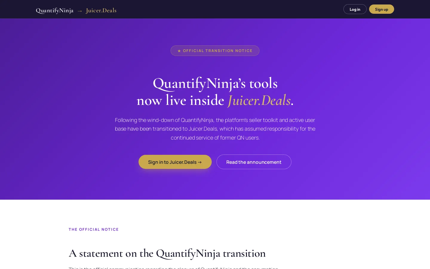QuantifyNinja Homepage screenshot