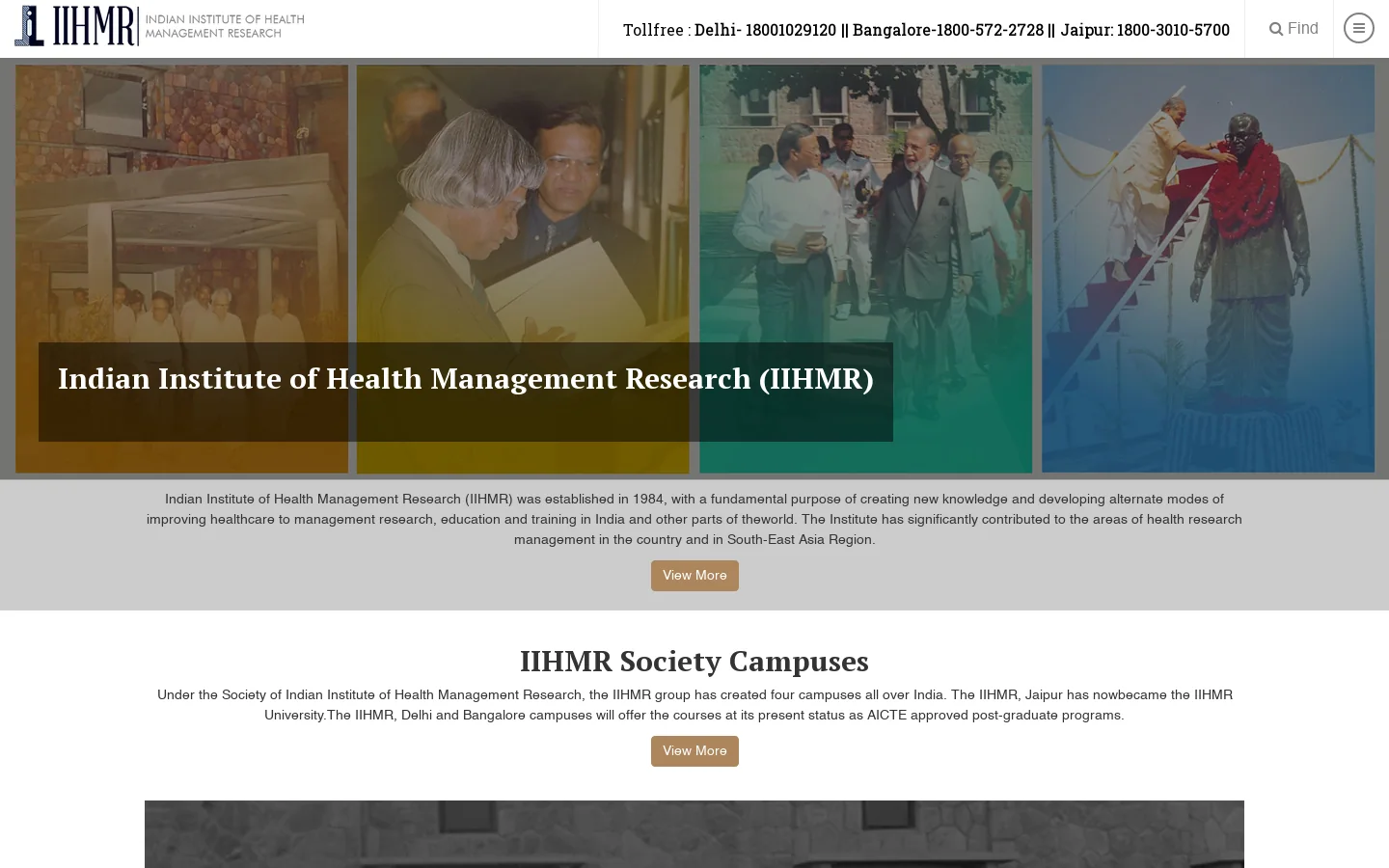 IIHMR Homepage screenshot