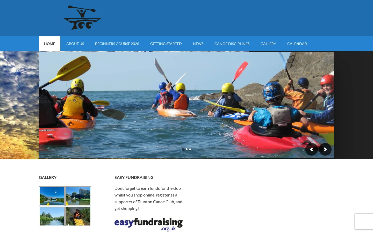 Taunton Canoe Club Homepage screenshot