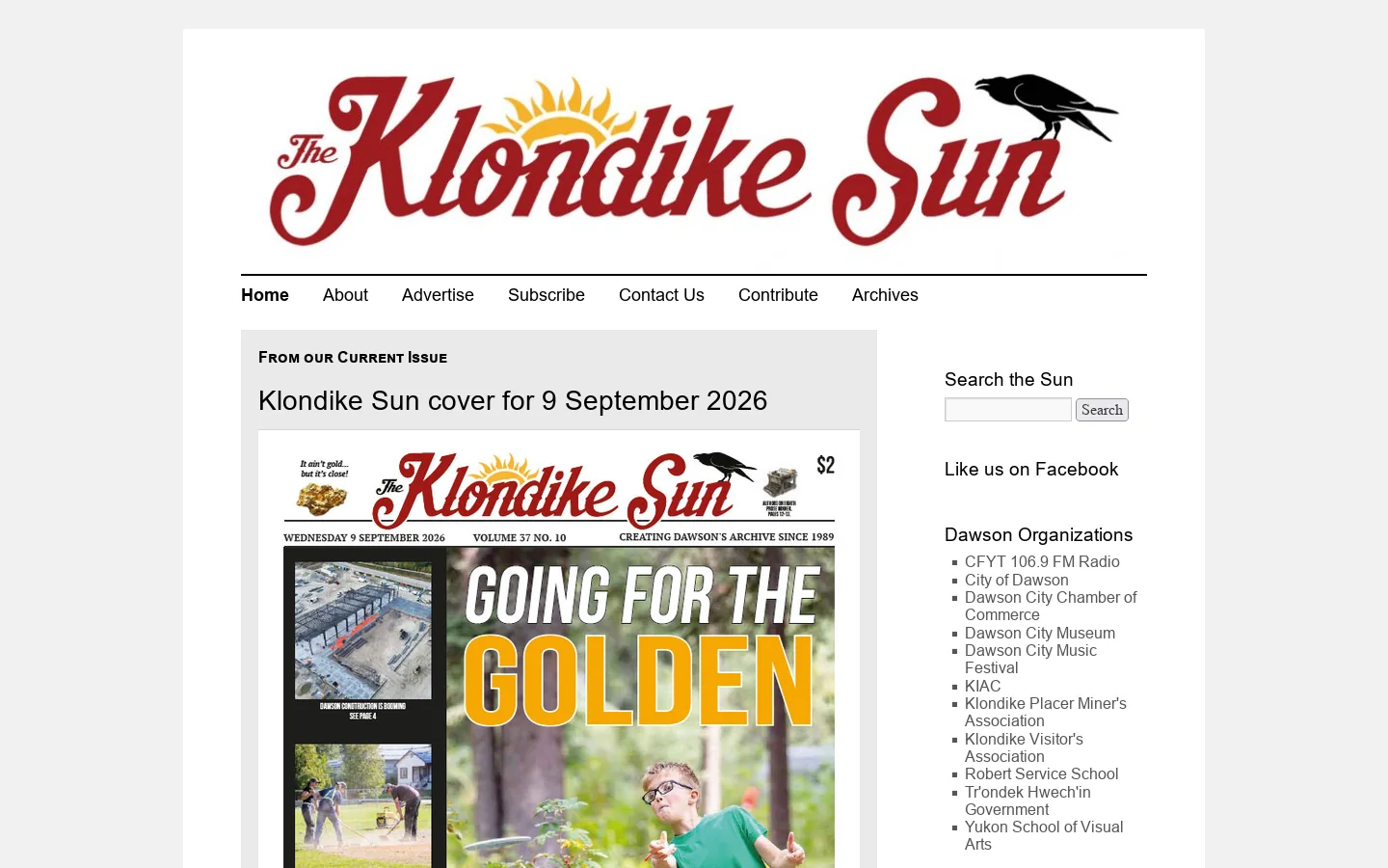 Klondike Sun Homepage screenshot