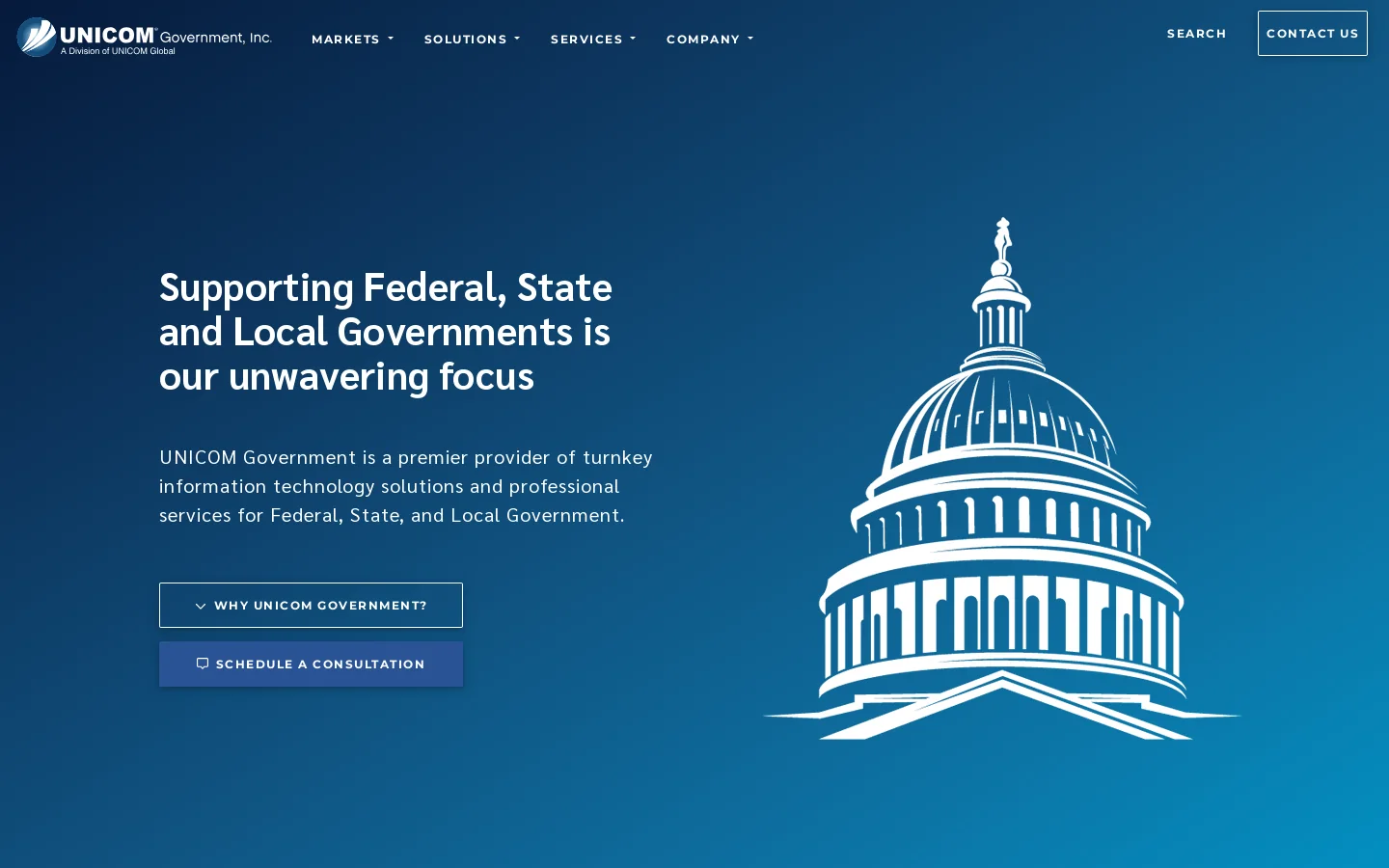 Supporting federal, state and local governments Homepage screenshot