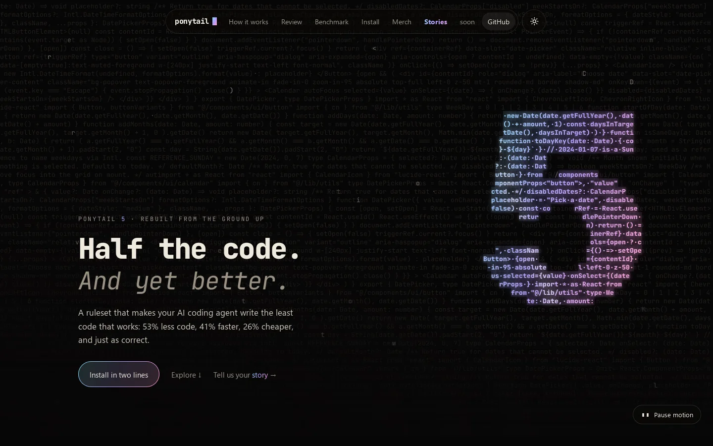 ponytail 5 Homepage screenshot