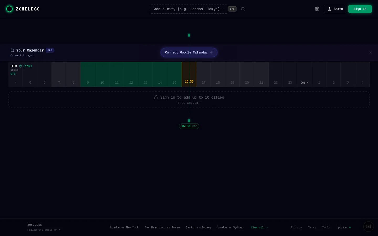 Zoneless Homepage screenshot