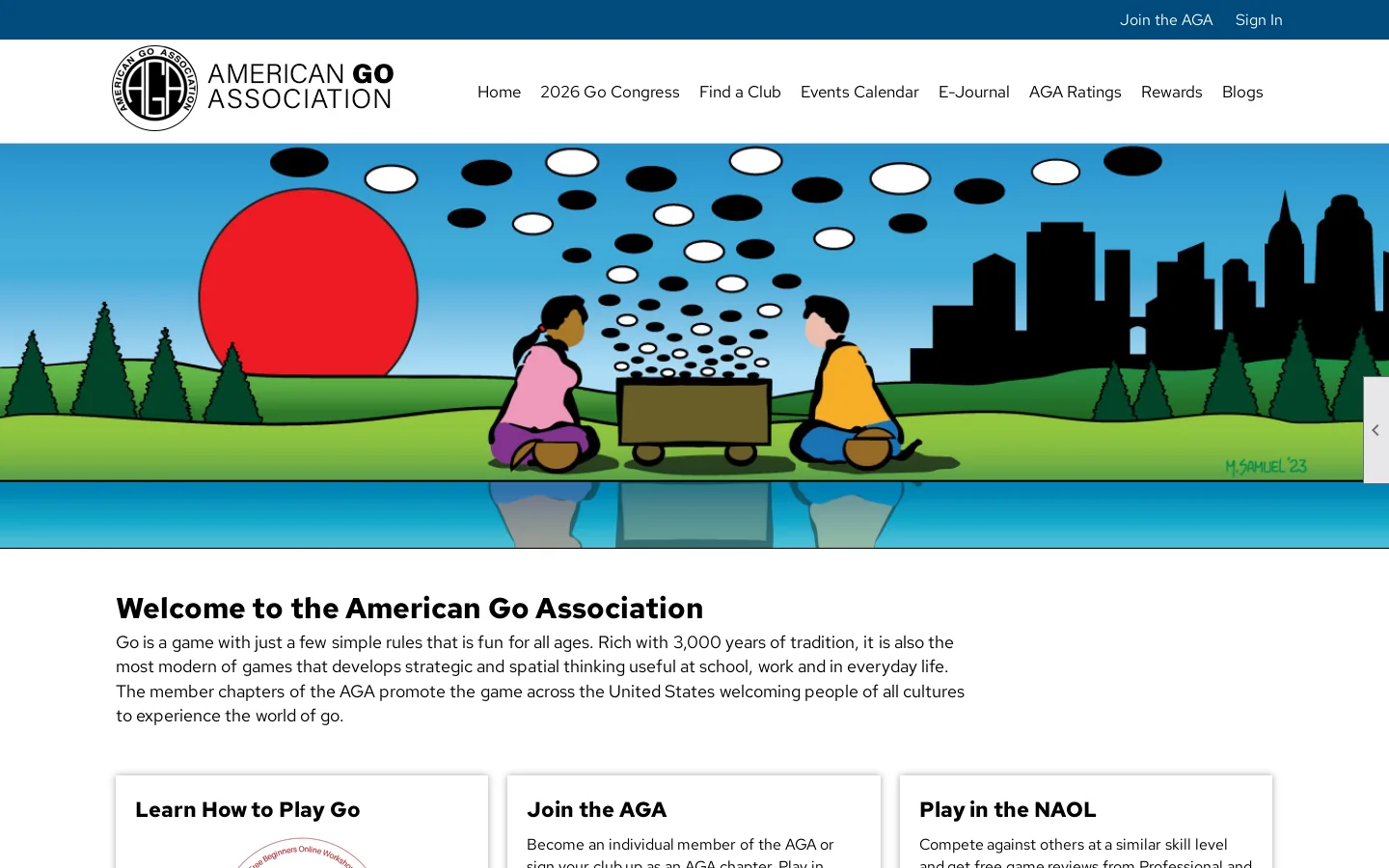Home - American Go Association Homepage screenshot