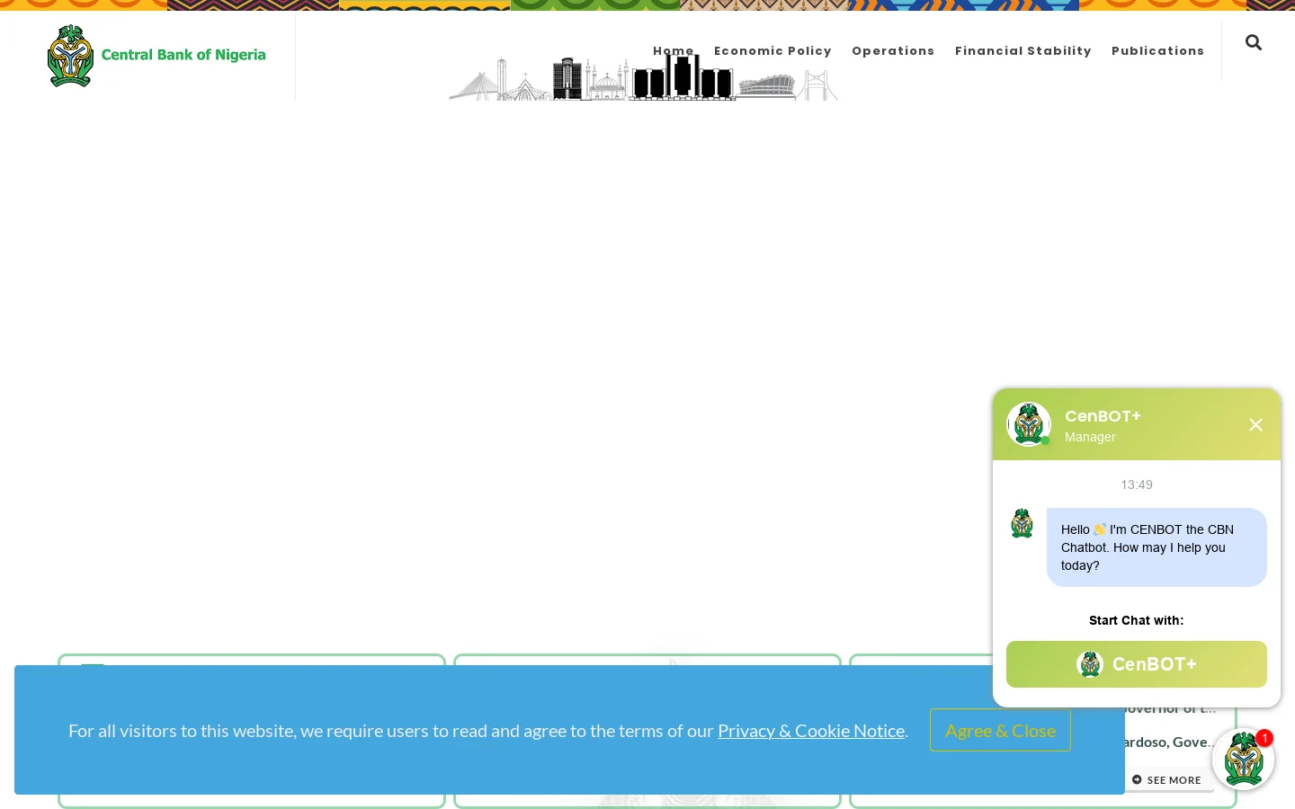 Home | Central Bank of Nigeria Homepage screenshot