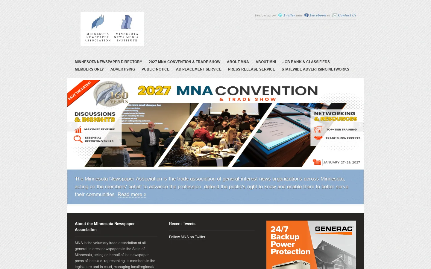 Minnesota Newspaper Association Homepage screenshot