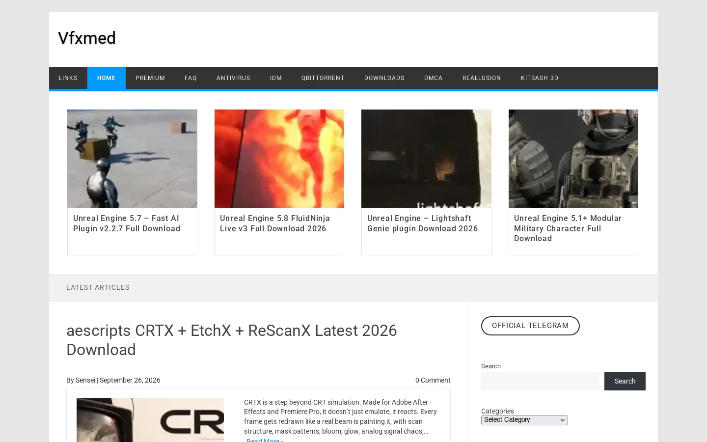 Vfxmed Homepage screenshot