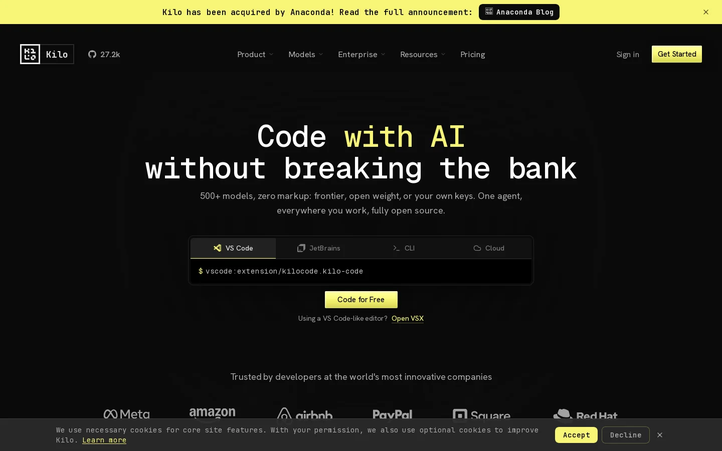 Kilo Homepage screenshot