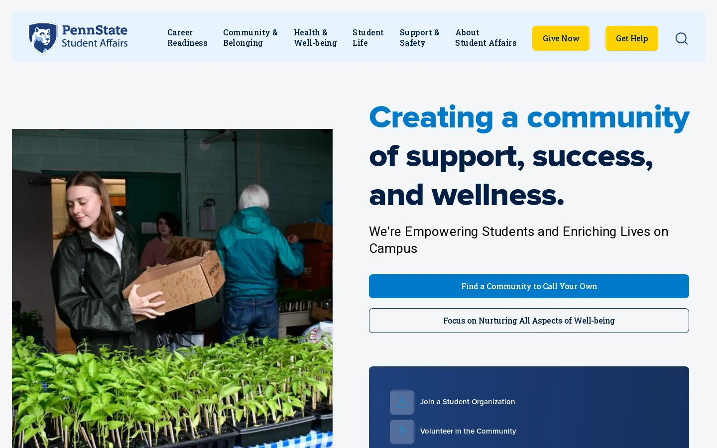 Student Organizations | Penn State Student Affairs Homepage screenshot