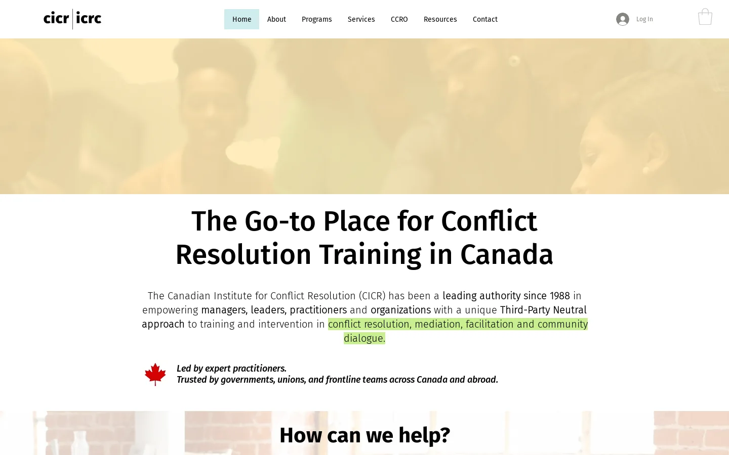 Conflict Resolution Training in Canada | CICR Homepage screenshot