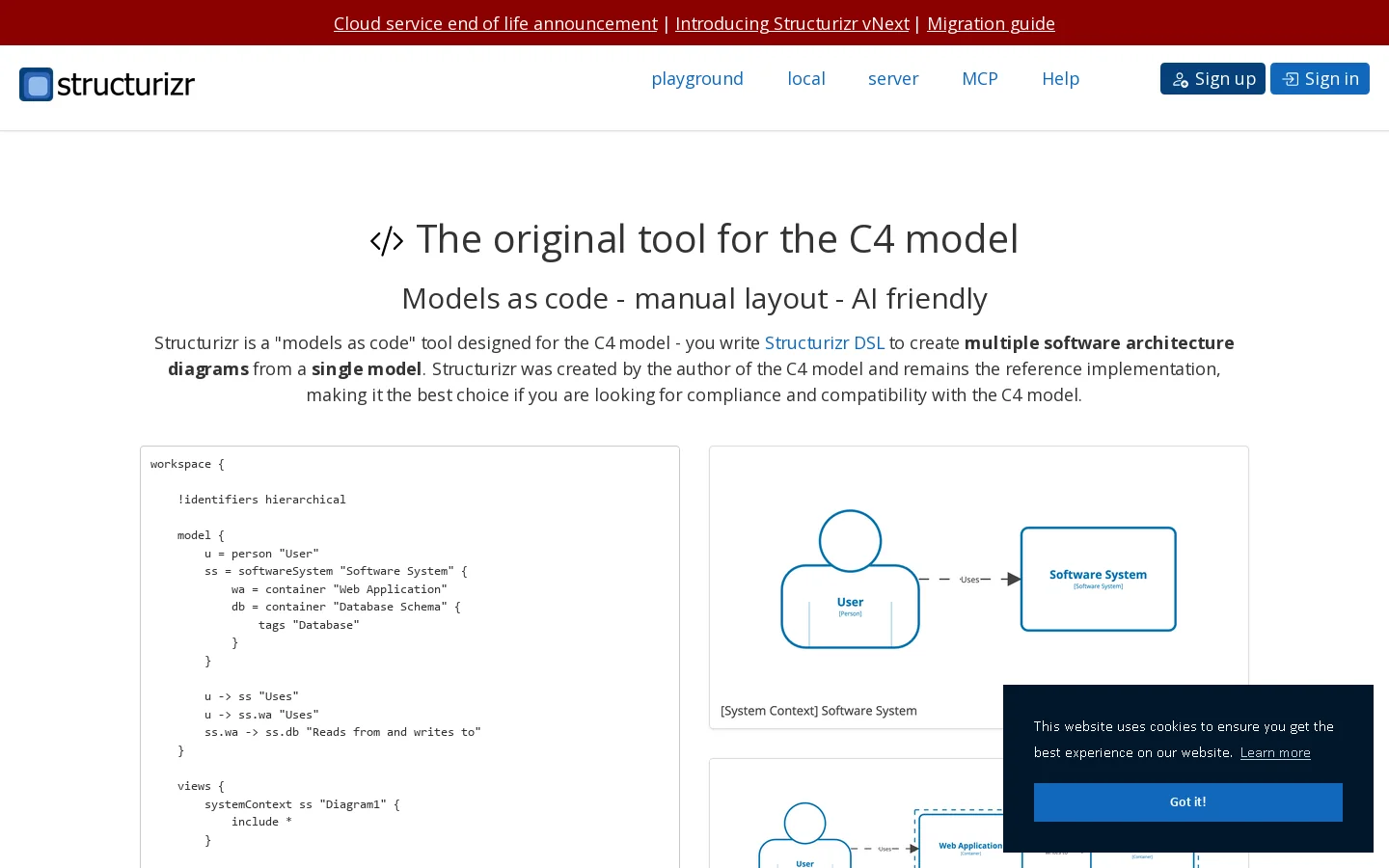 Structurizr Homepage screenshot