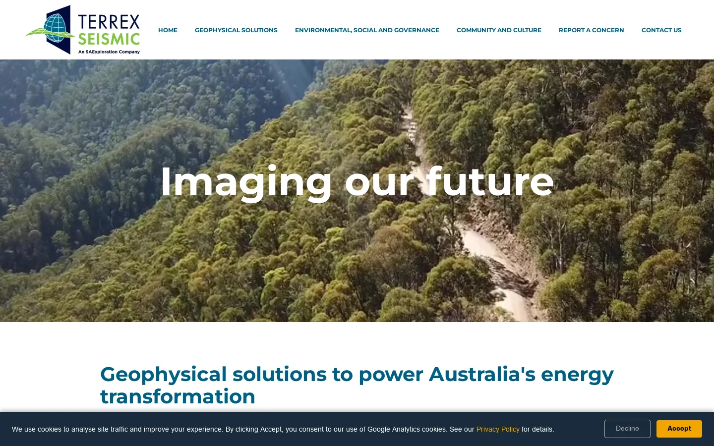 TERREX SEISMIC Homepage screenshot
