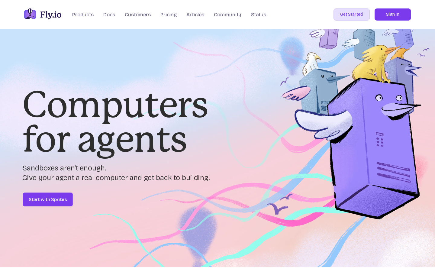Fly Homepage screenshot