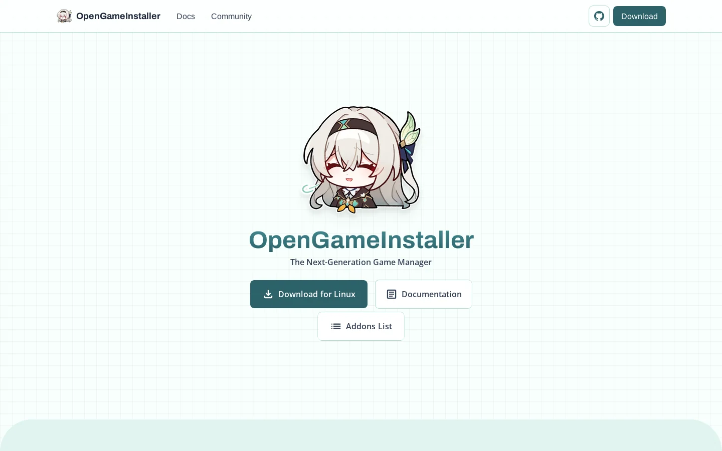 OpenGameInstaller | Next-Generation Game Manager Homepage screenshot