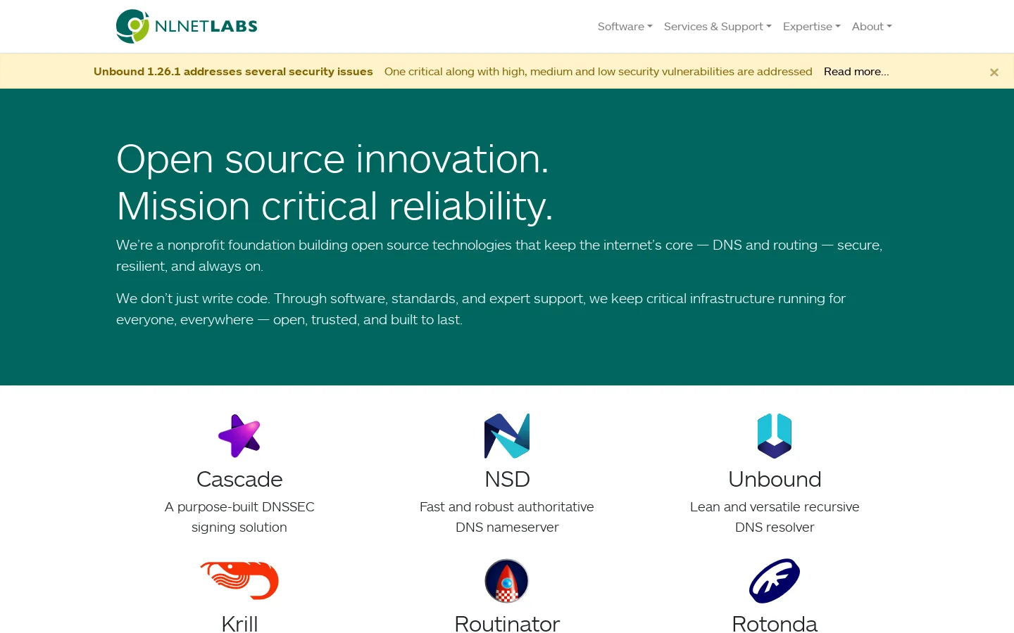 NLnet Labs Homepage screenshot