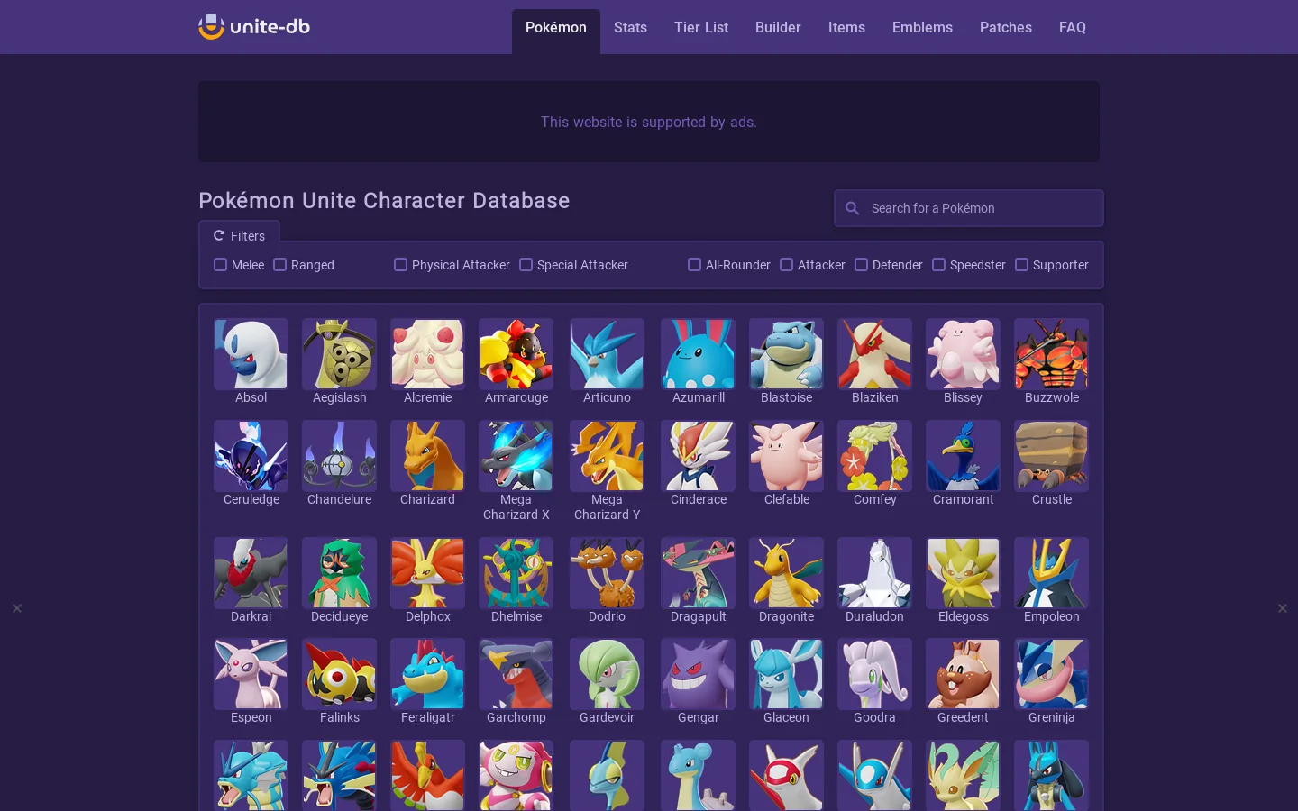 Pokémon UNITE Wiki, Builds, Emblems, Tier List, Patch Notes Homepage screenshot