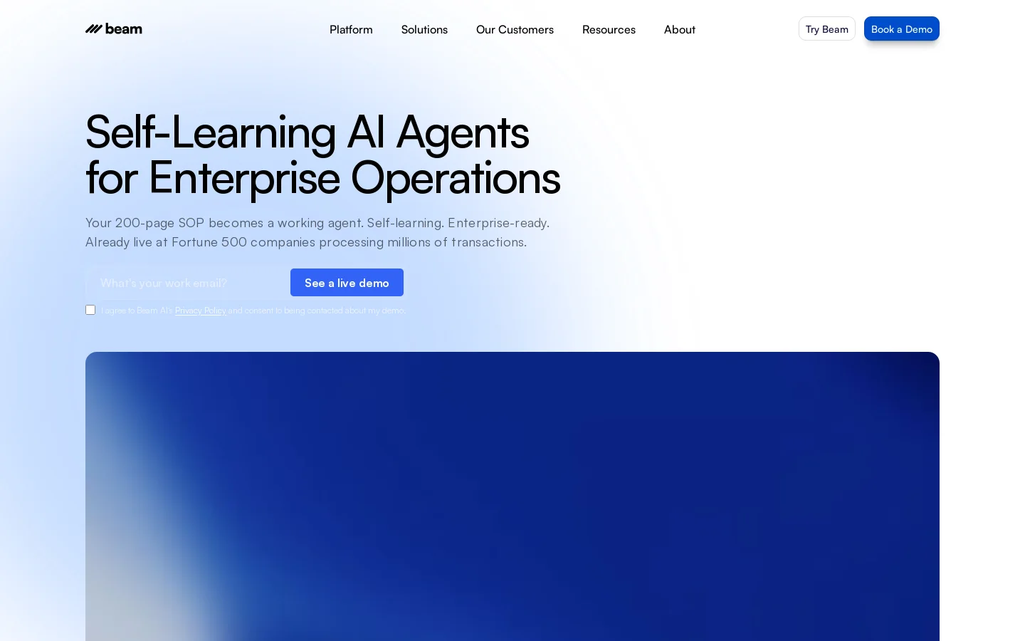 Beam AI Homepage screenshot