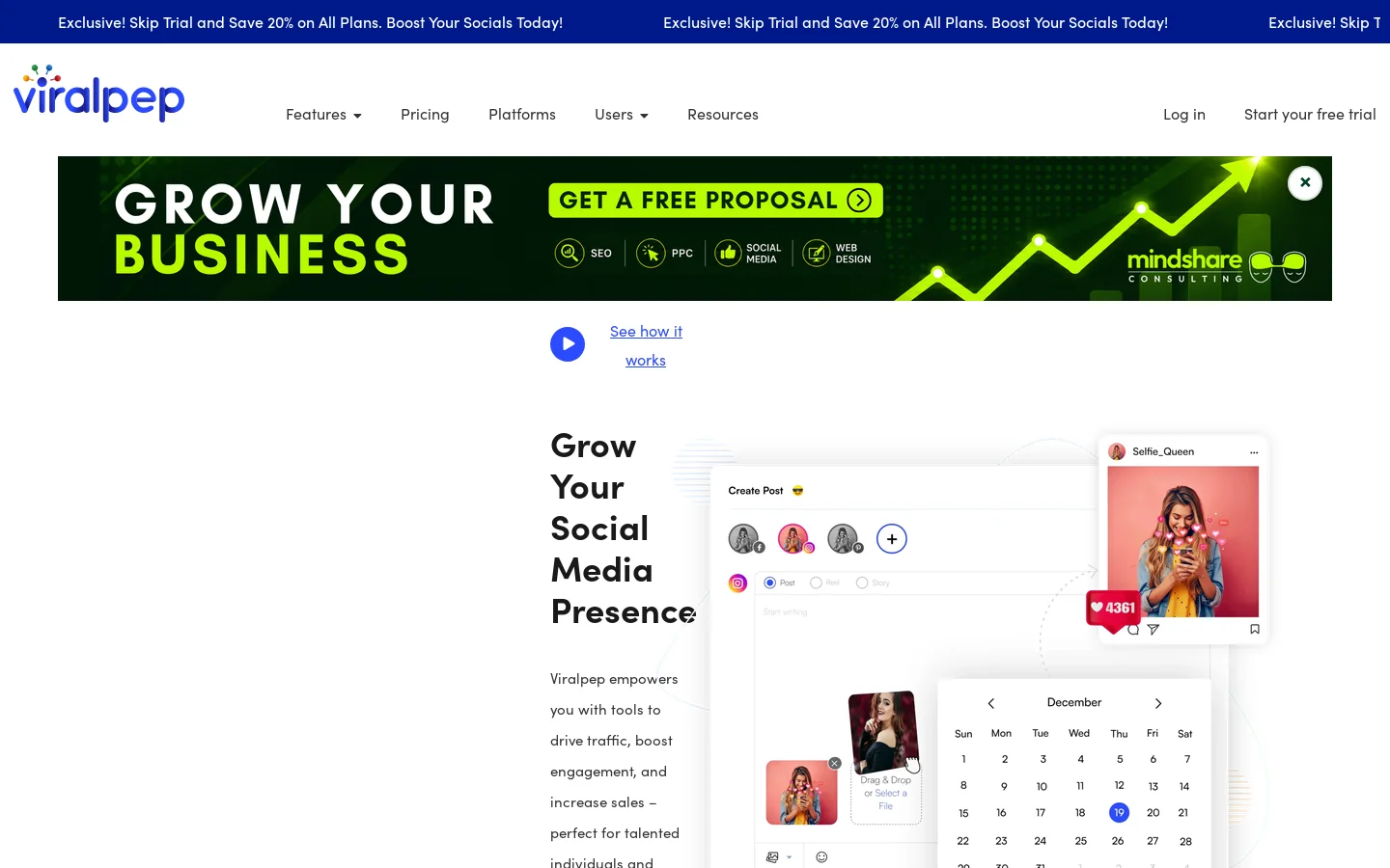 Viralpep Homepage screenshot