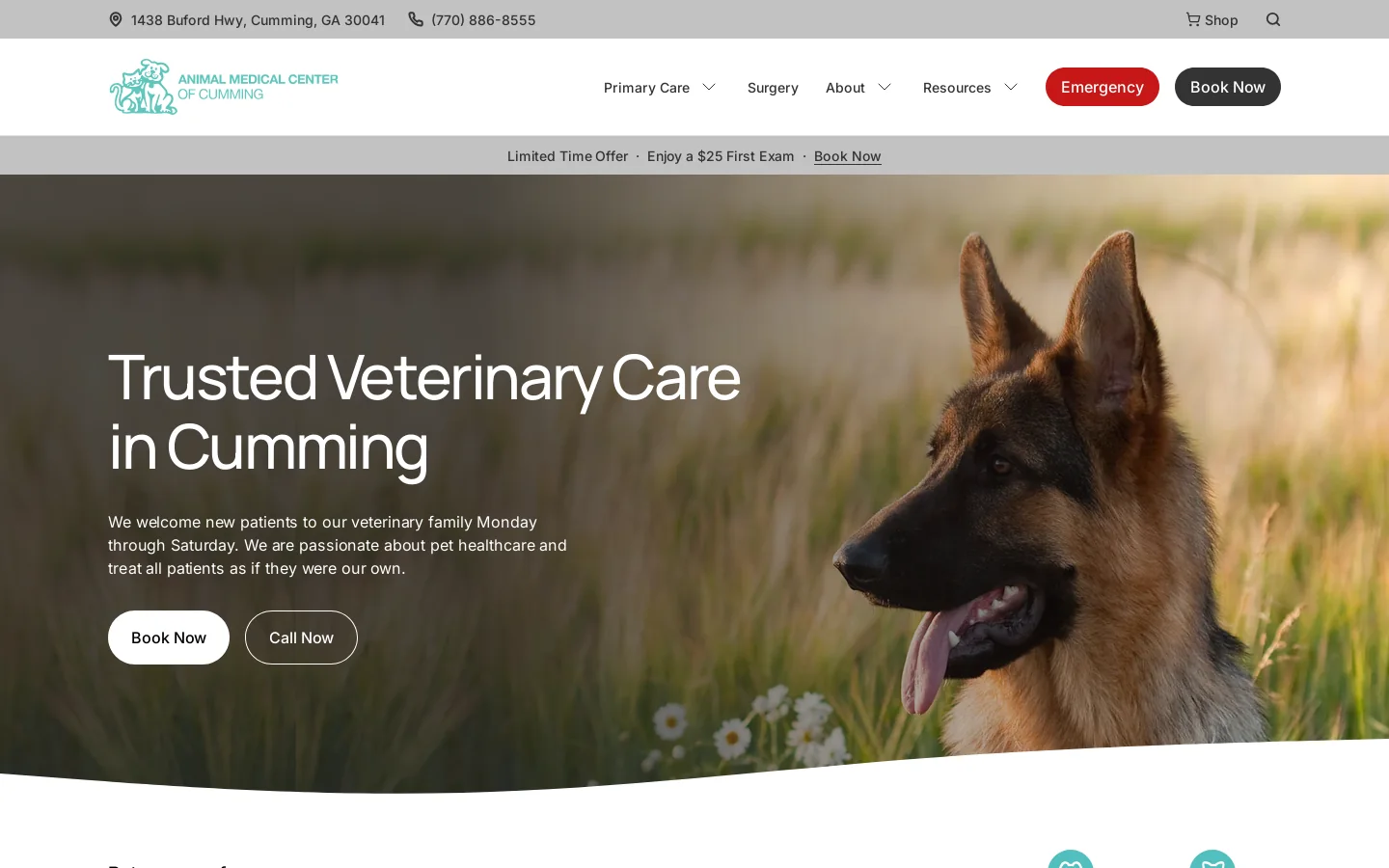 Animal Medical Center of Cumming | Veterinarian in Cumming, GA Homepage screenshot