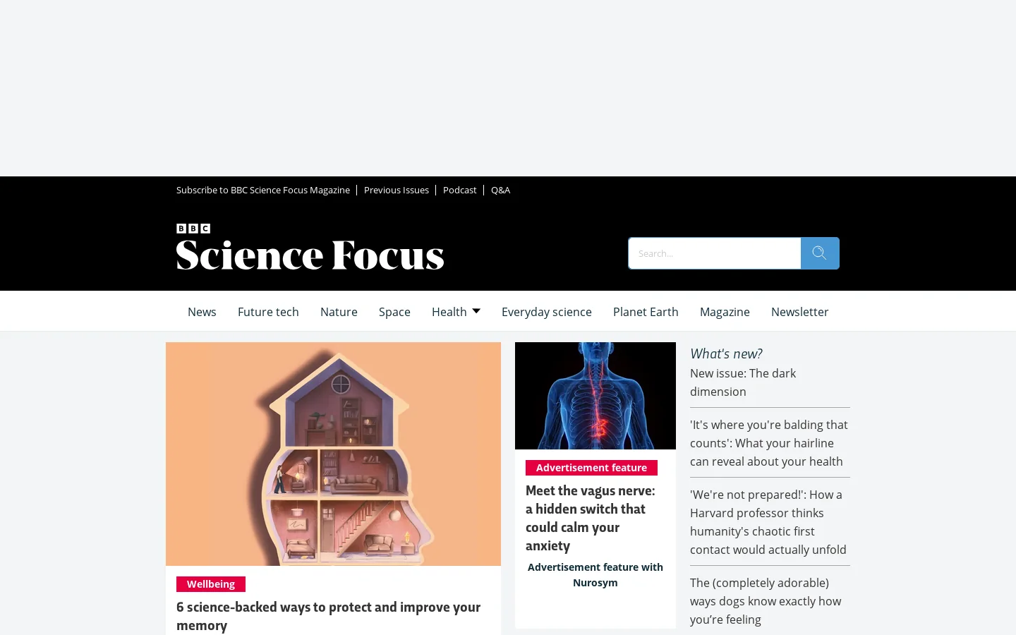 BBC Science Focus Magazine - science, nature, technology, Q&As Homepage screenshot