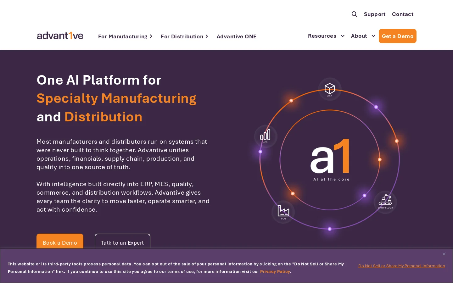 Abaca & Advantive: Powering the packaging industry Homepage screenshot