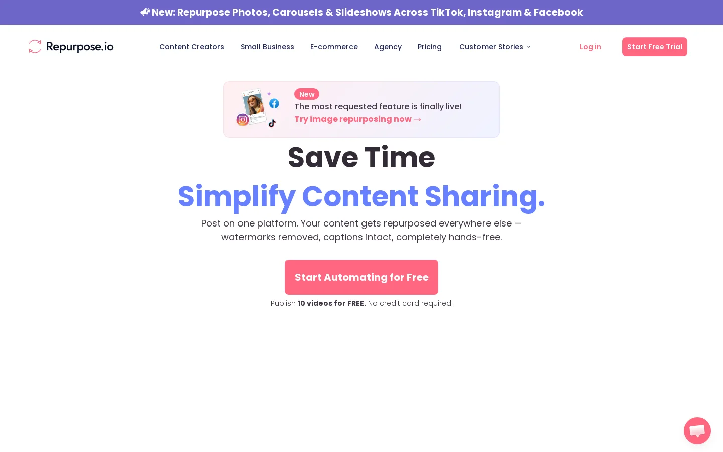 #1 automated content repurposing & distribution platform. Homepage screenshot