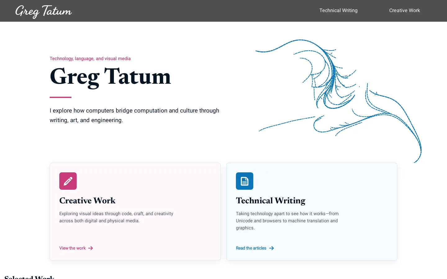 Greg Tatum Homepage screenshot