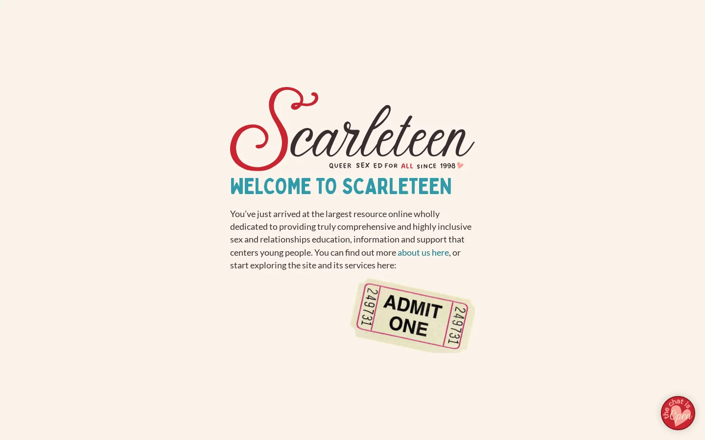 Scarleteen Homepage screenshot