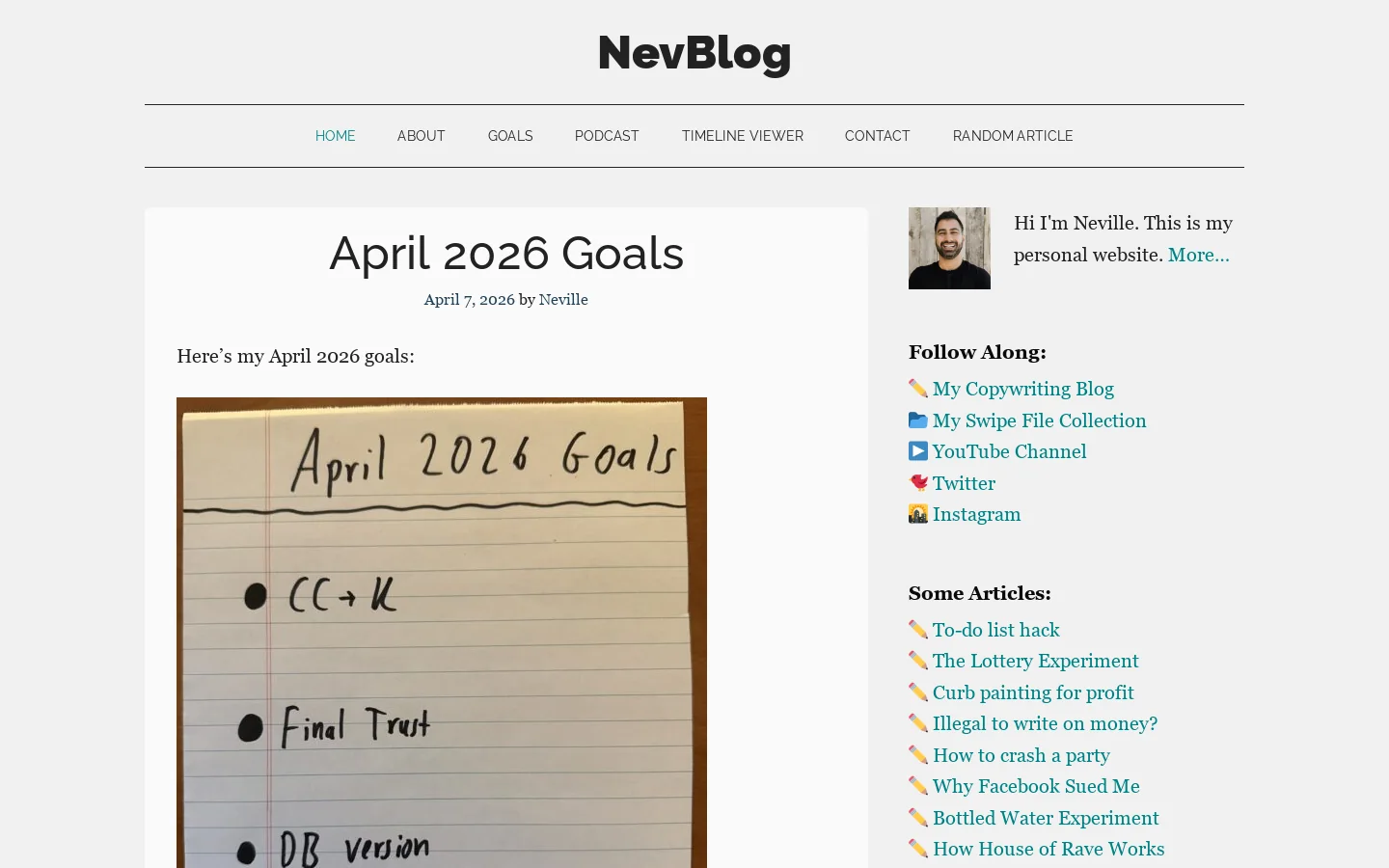NevBlog Homepage screenshot