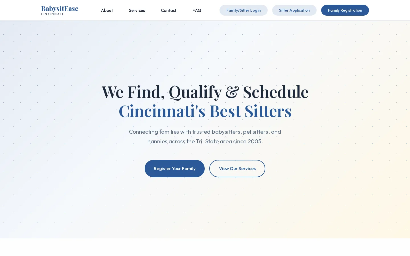 BabysitEase Cincinnati Homepage screenshot