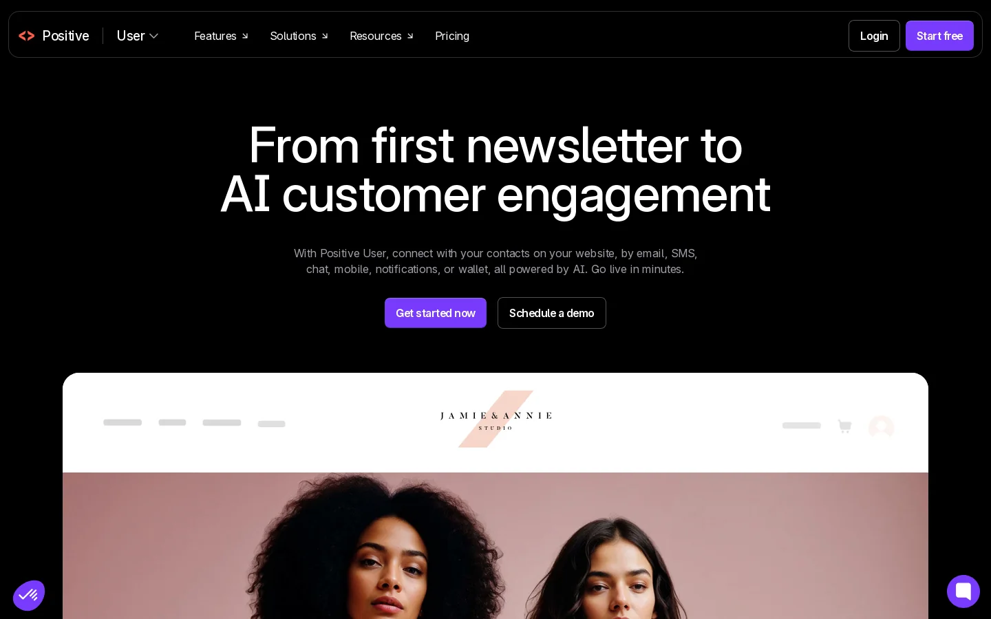 Positive User - Marketing Automation & Customer Engagement Homepage screenshot